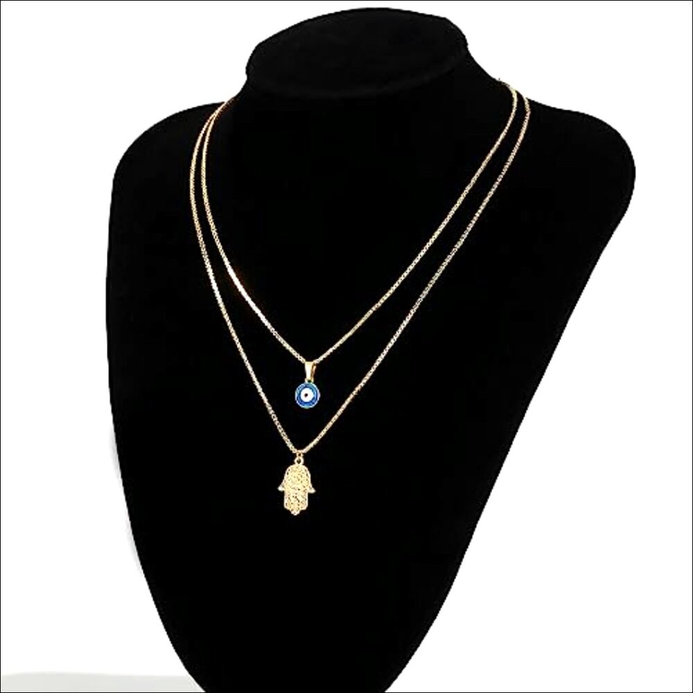 14K Gold Plated Evil Eye Pendant Necklace Adjustable Length Lucky Protection - Picture 7 of 7